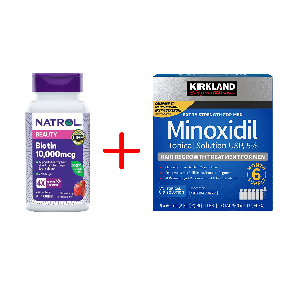 커클랜드미녹시딜 1box + 나트롤 비오틴 10000mcg 250정